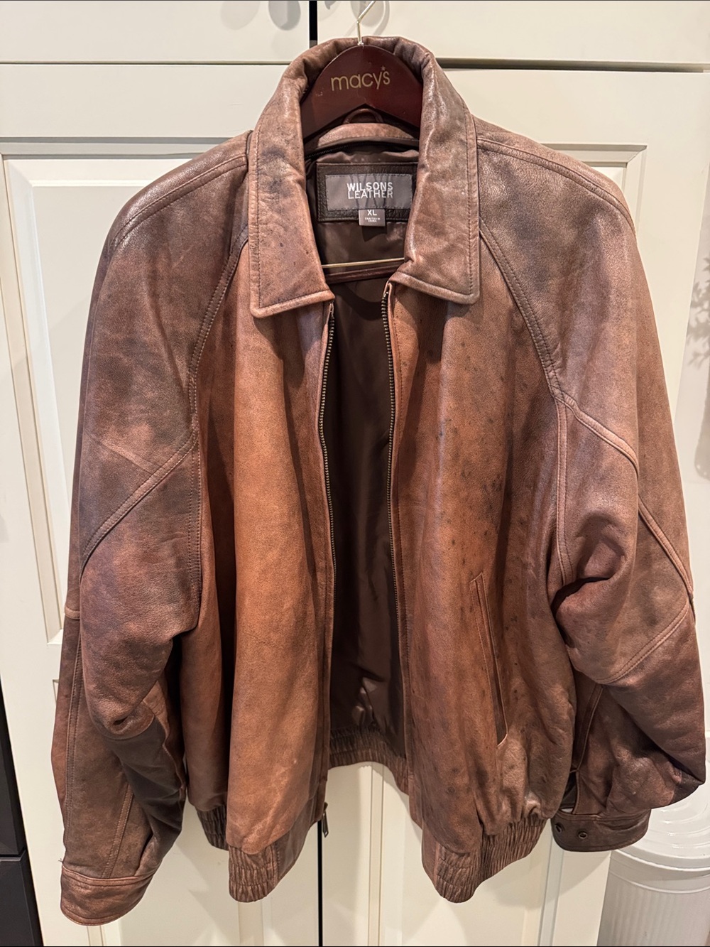 Wilsons Leather Men's Brown Bomber-Style Jacket Excellent Condition Vintage XL
